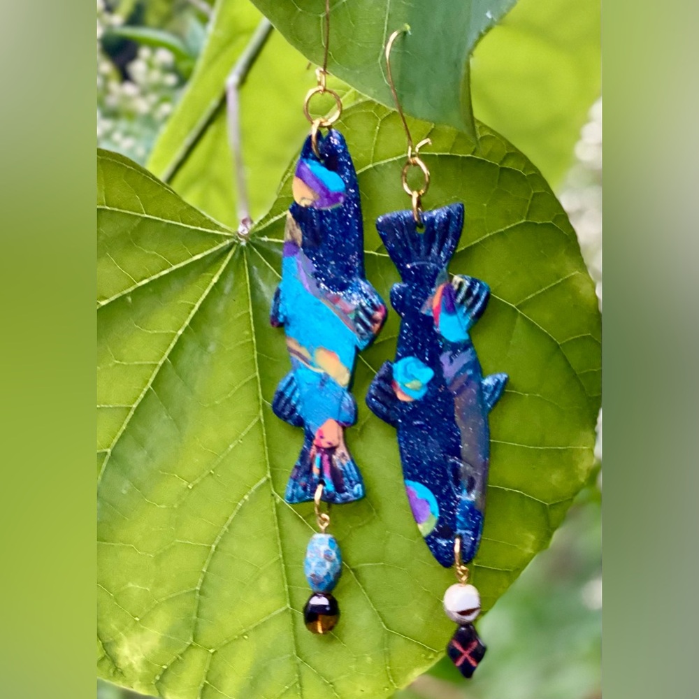 Colorful Fish-Shaped Earrings Handcrafted